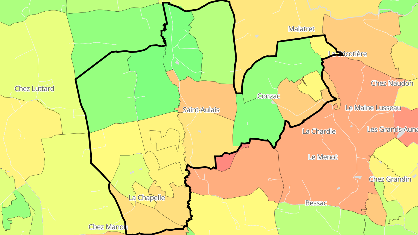 Carte des prix de l'immobilier Saint-Aulais-la-Chapelle