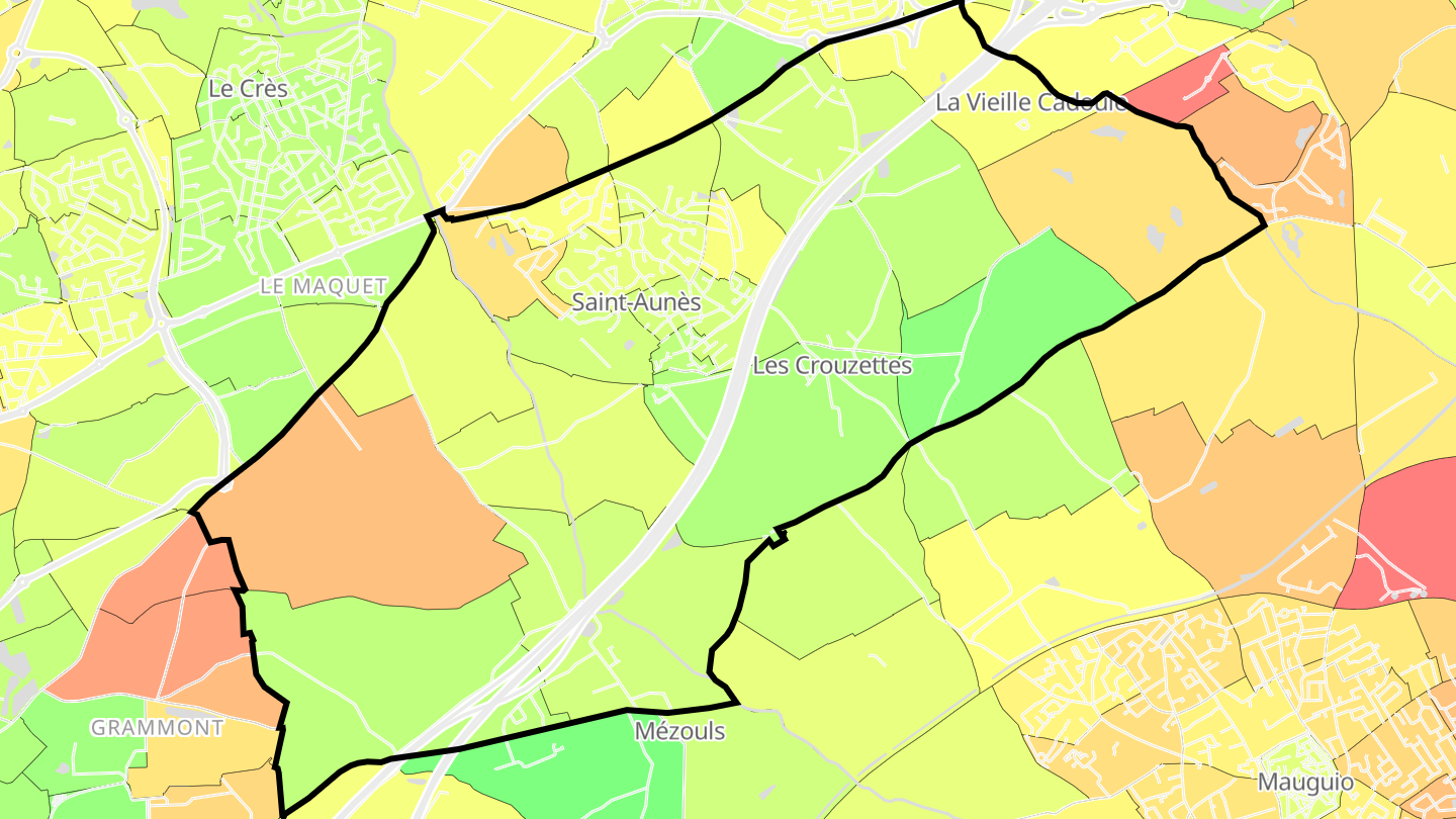 Carte des prix de l'immobilier Saint-Aunès