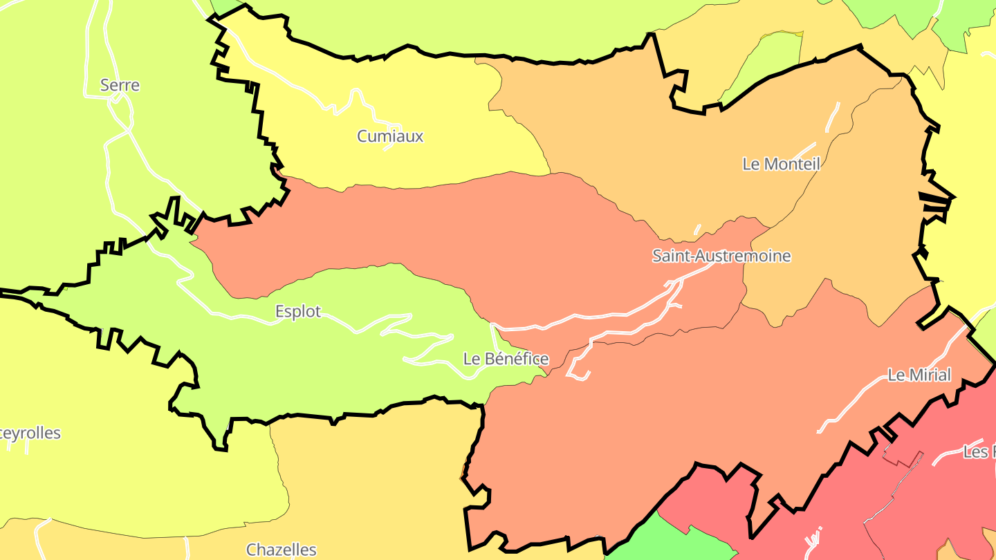 Carte des prix de l'immobilier Saint-Austremoine