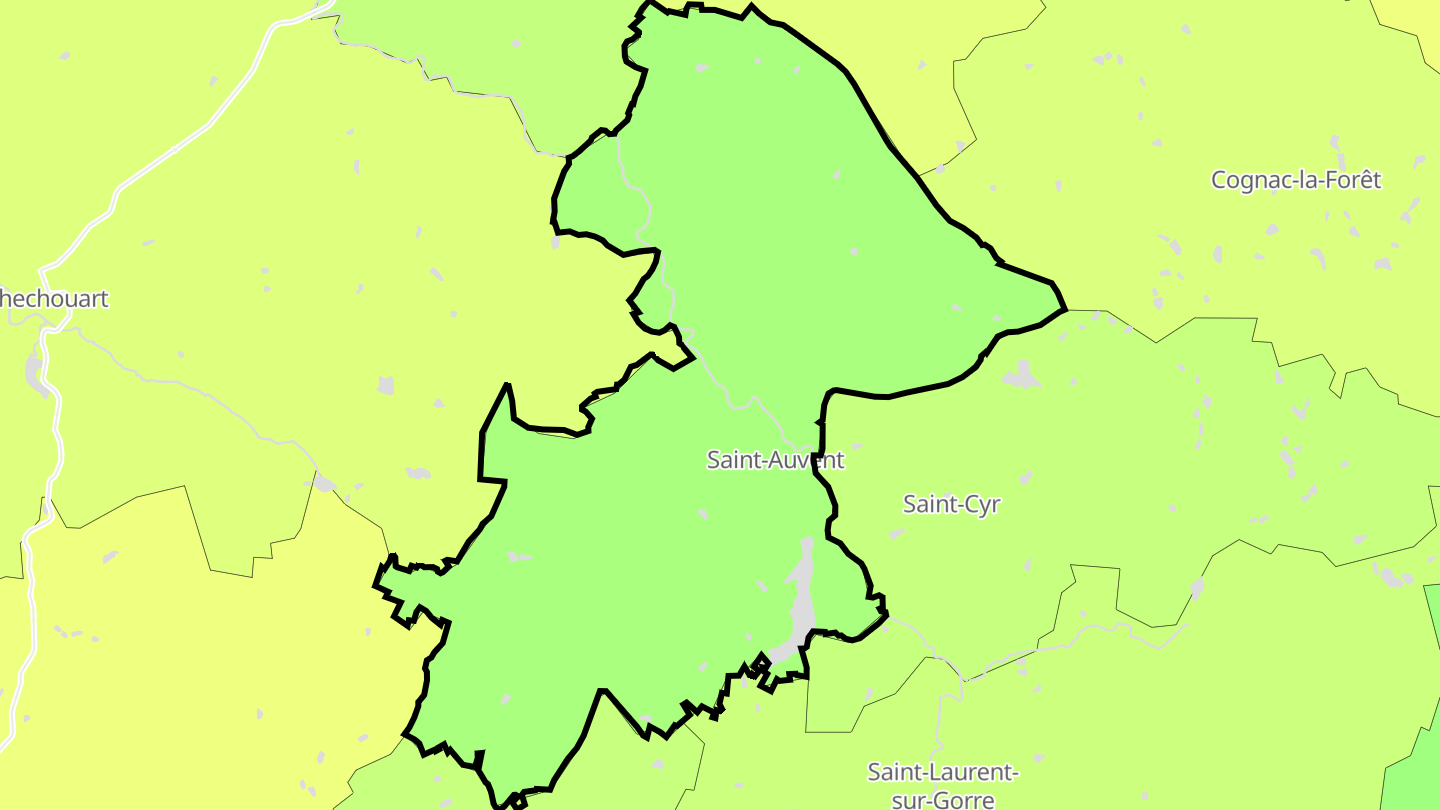 Carte des prix de l'immobilier Saint-Auvent
