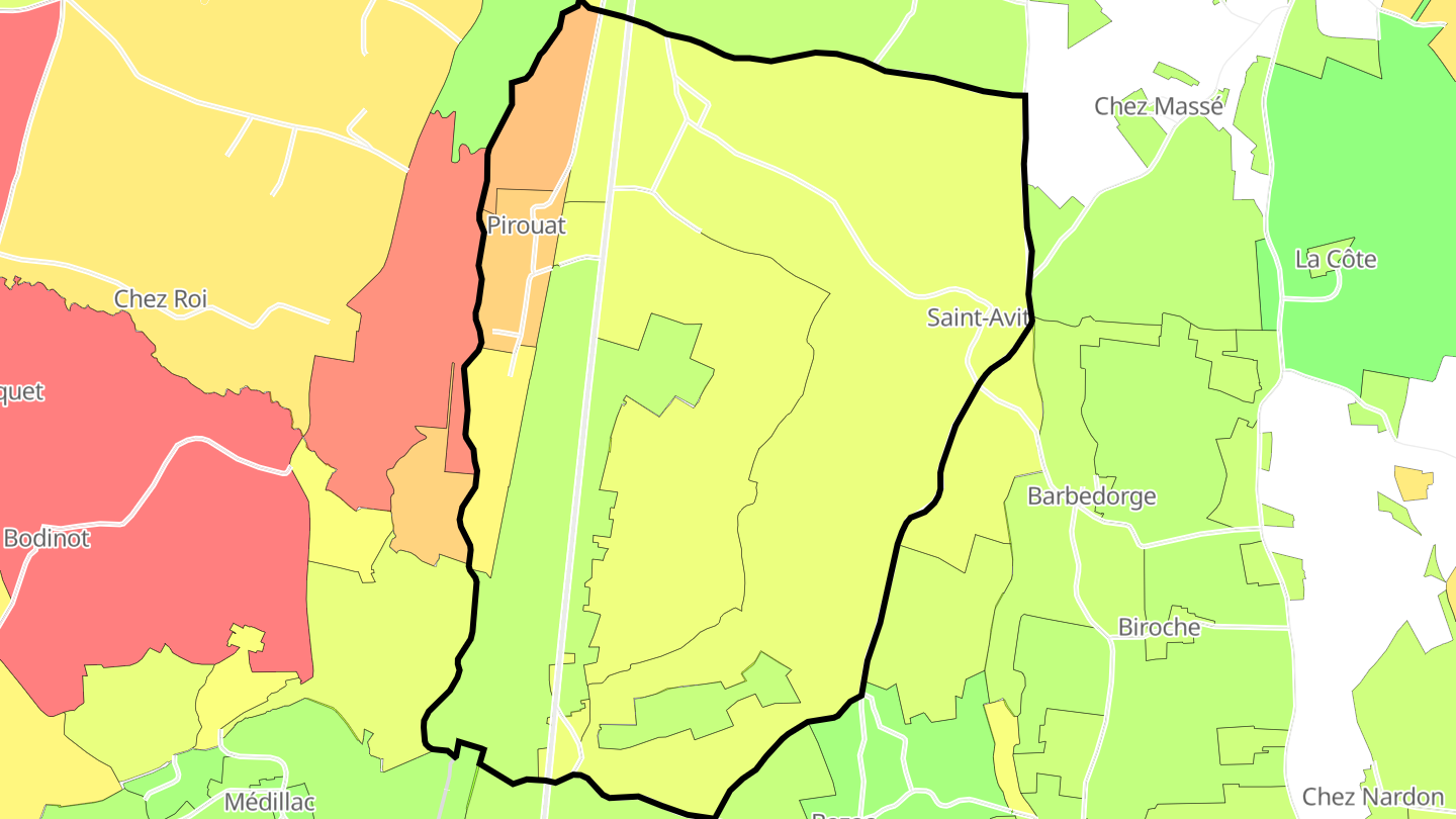 Carte des prix de l'immobilier Saint-Avit