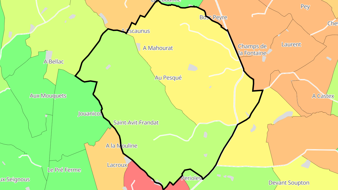 Carte des prix de l'immobilier Saint-Avit-Frandat