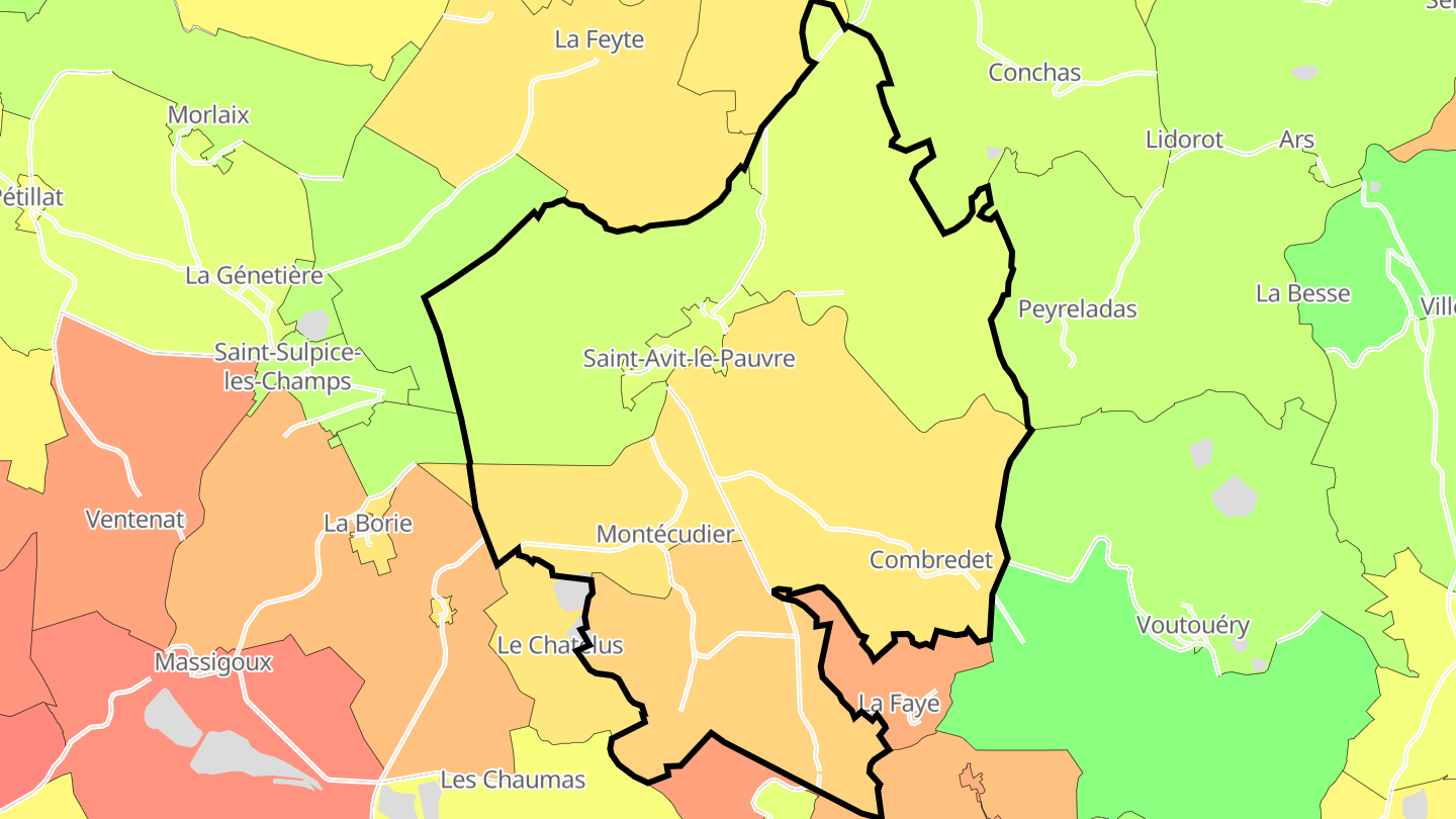 Carte des prix de l'immobilier Saint-Avit-le-Pauvre