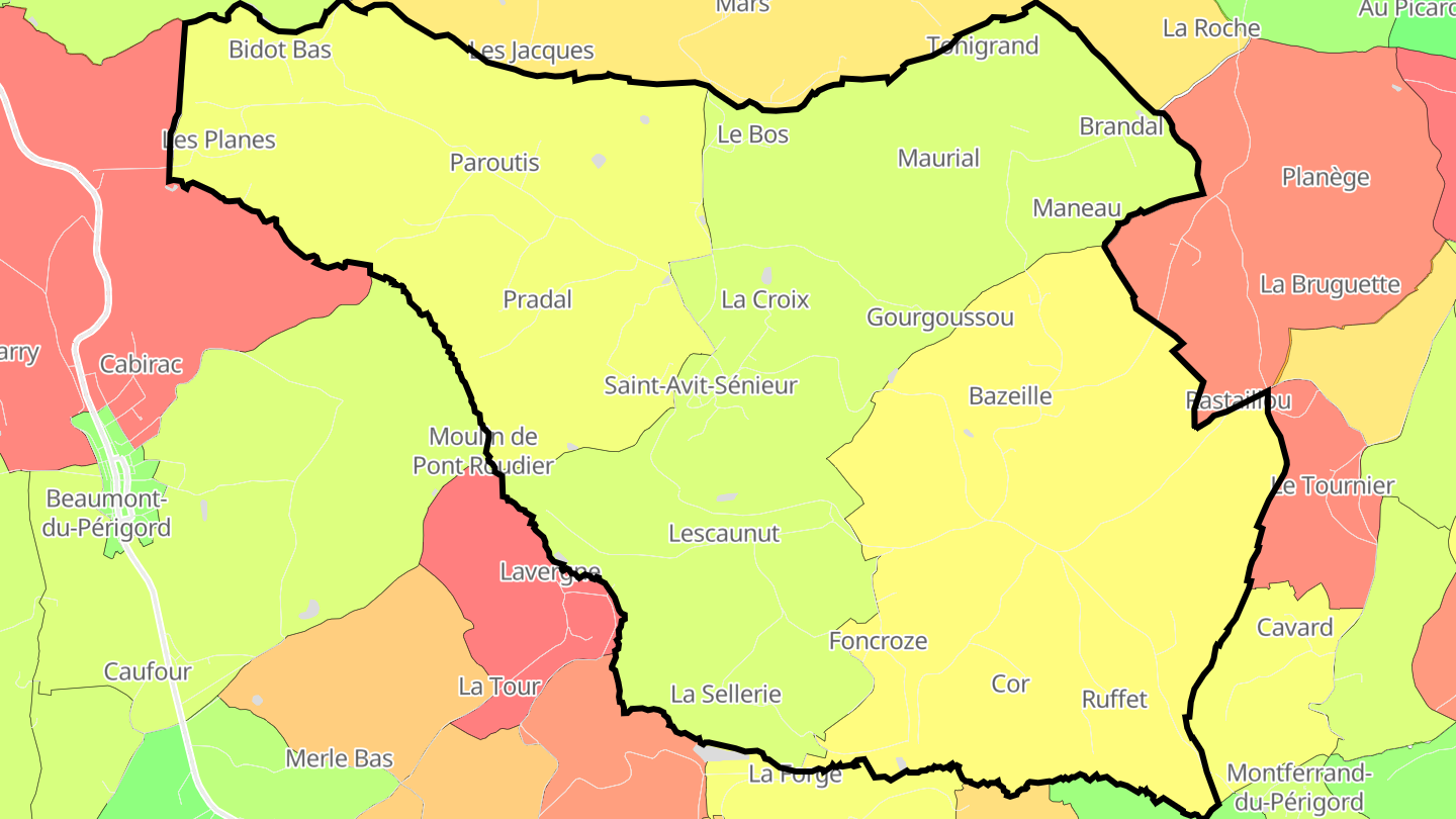 Carte des prix de l'immobilier Saint-Avit-Sénieur
