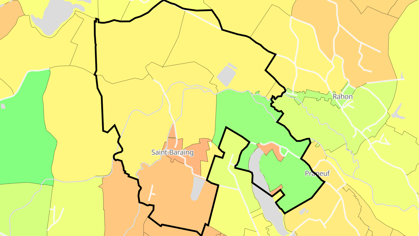 Carte des prix de l'immobilier Saint-Baraing