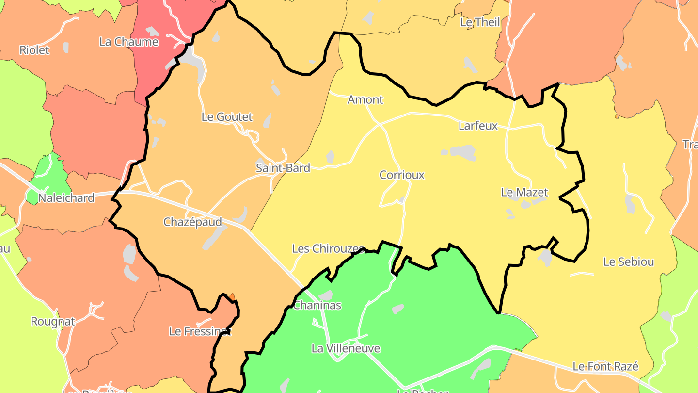 Carte des prix de l'immobilier Saint-Bard