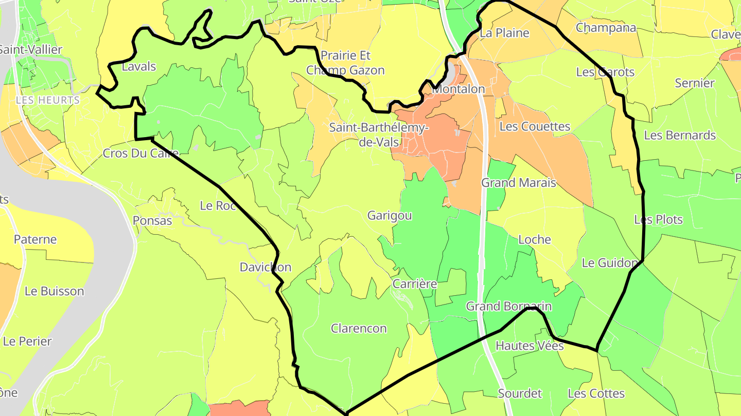 Carte des prix de l'immobilier Saint-Barthélemy-de-Vals