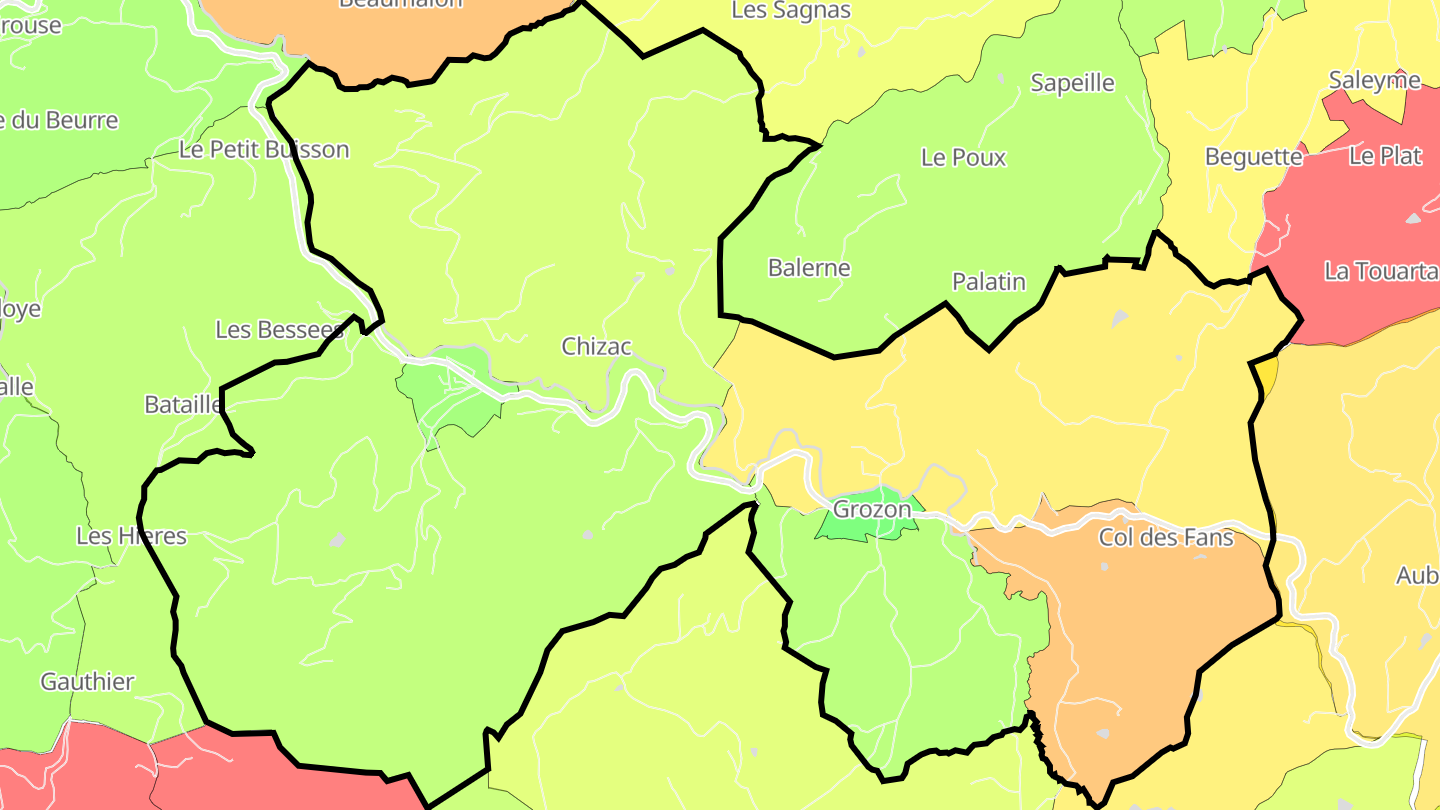 Carte des prix de l'immobilier Saint-Barthélemy-Grozon