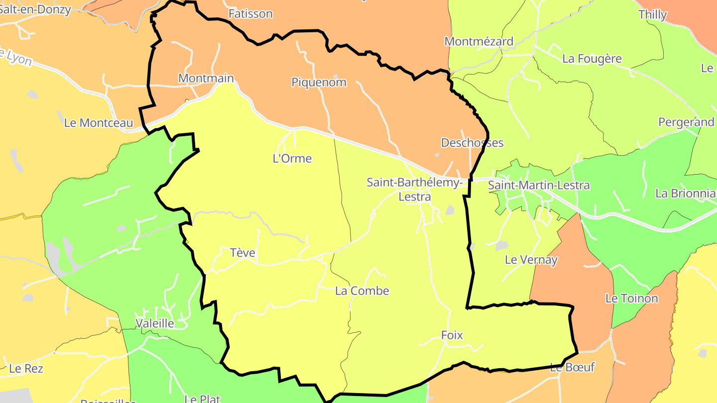 Carte des prix de l'immobilier Saint-Barthélemy-Lestra