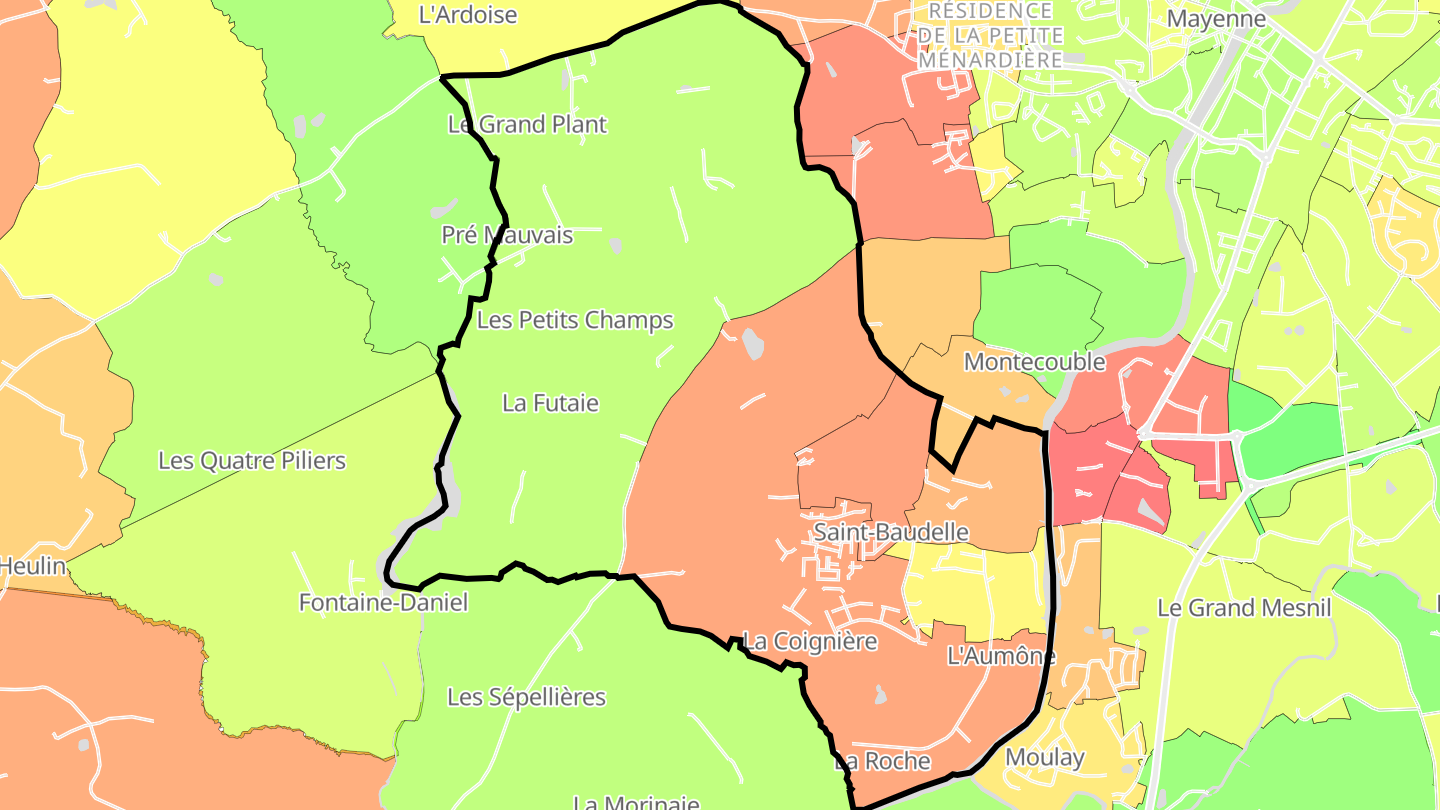 Carte des prix de l'immobilier Saint-Baudelle