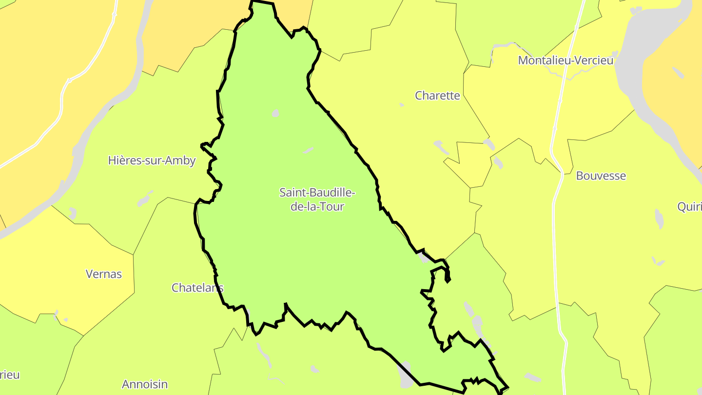 Carte des prix de l'immobilier Saint-Baudille-de-la-Tour