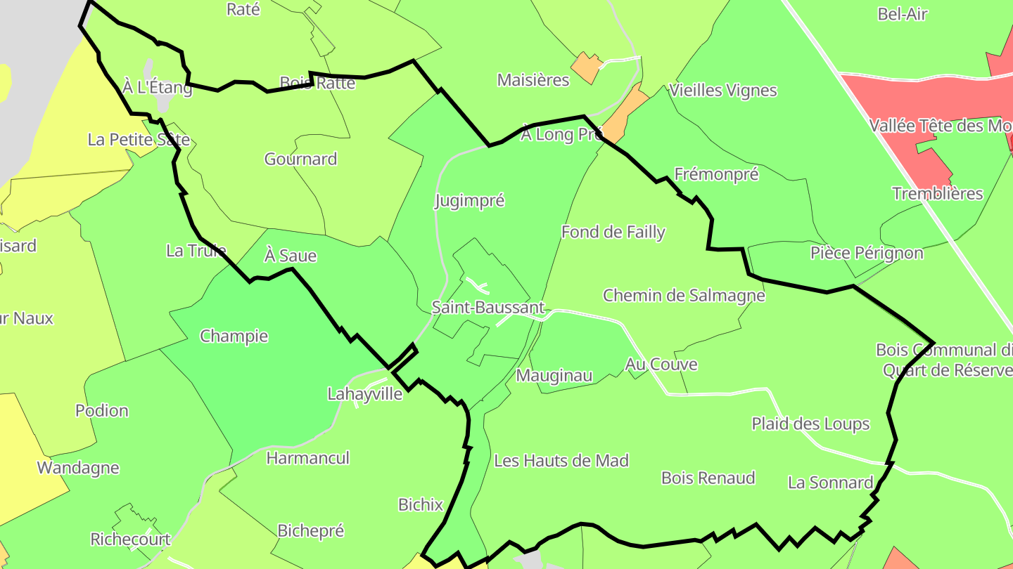 Carte des prix de l'immobilier Saint-Baussant