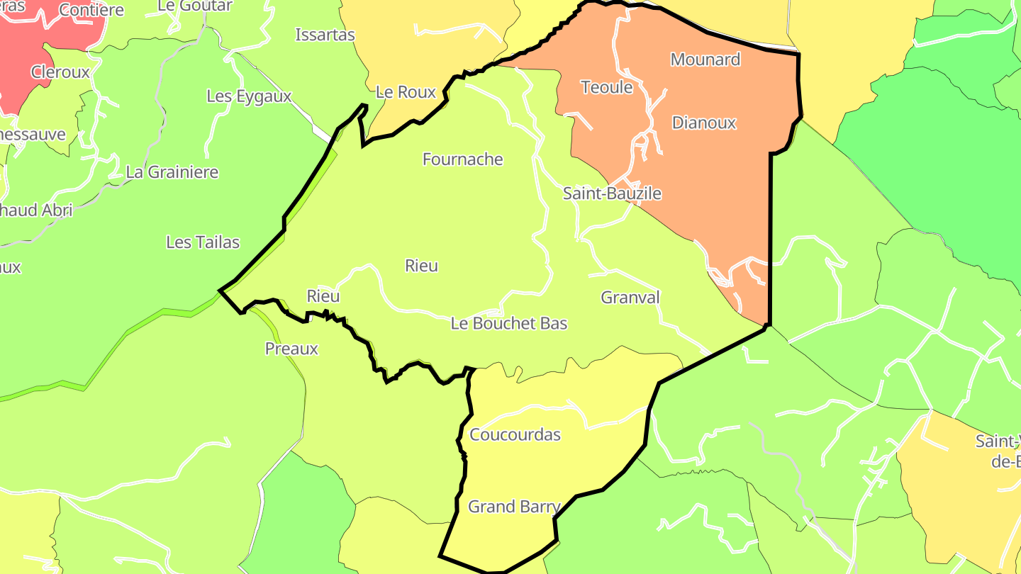 Carte des prix de l'immobilier Saint-Bauzile