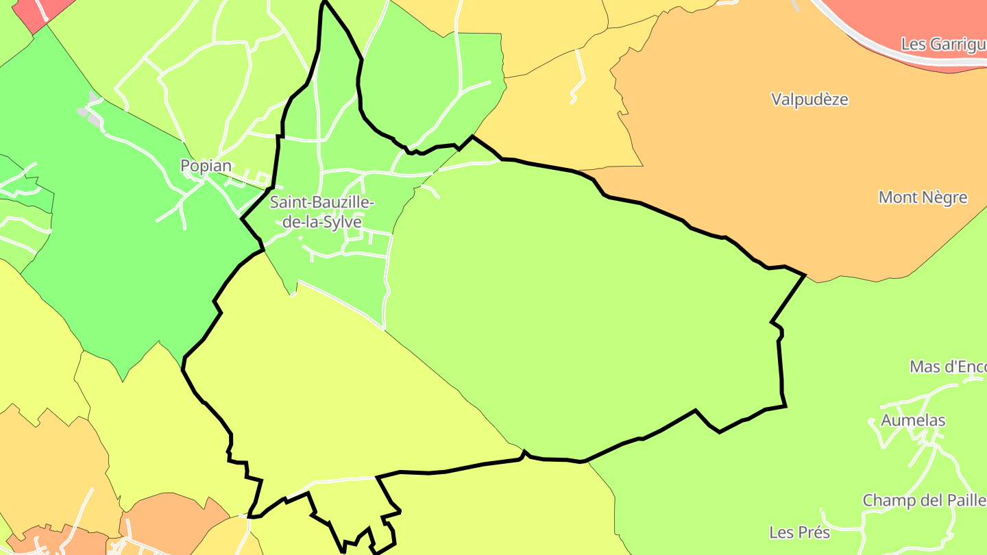 Carte des prix de l'immobilier Saint-Bauzille-de-la-Sylve
