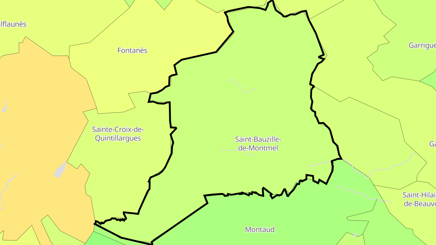 Carte des prix de l'immobilier Saint-Bauzille-de-Montmel