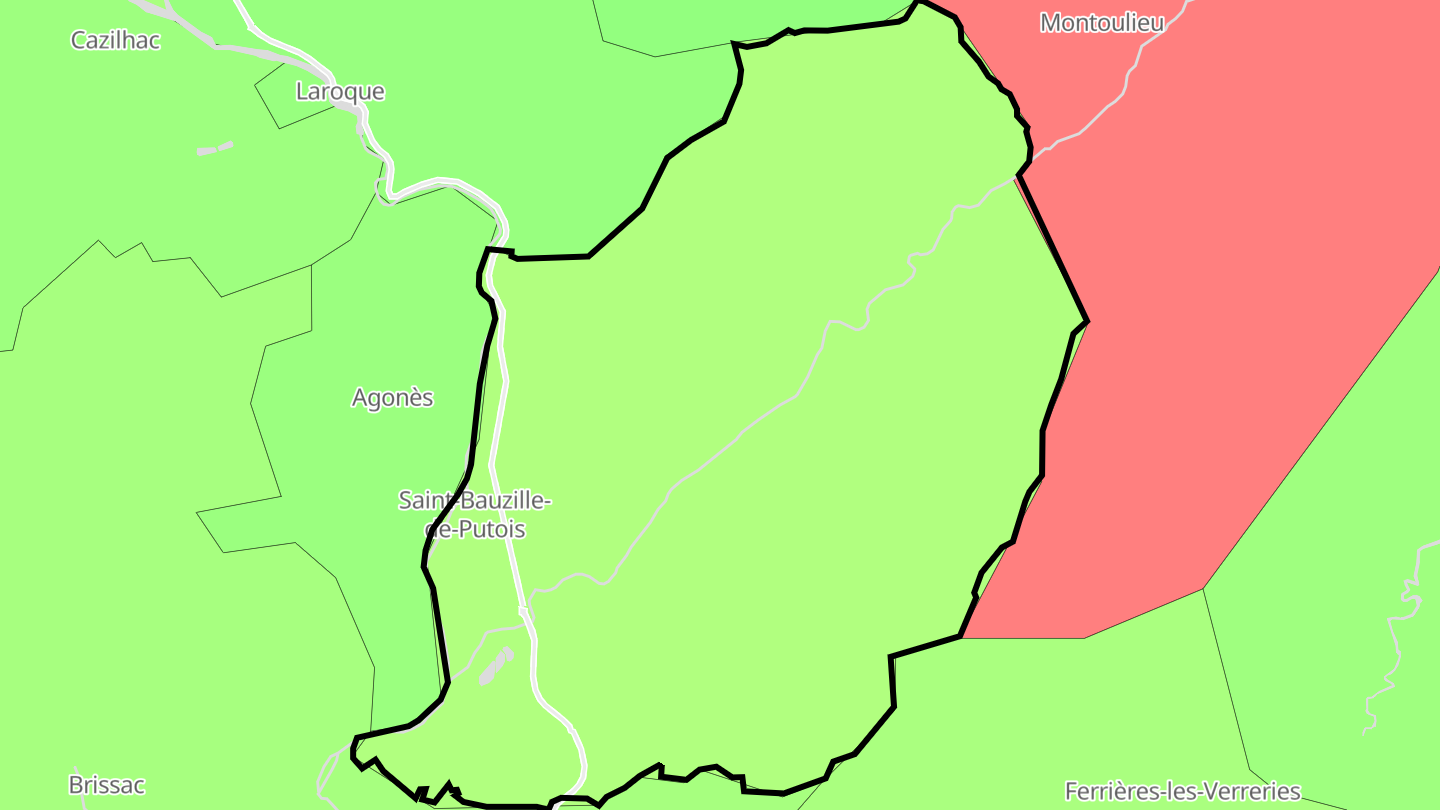 Carte des prix de l'immobilier Saint-Bauzille-de-Putois