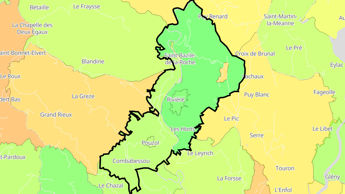 Carte des prix de l'immobilier Saint-Bazile-de-la-Roche