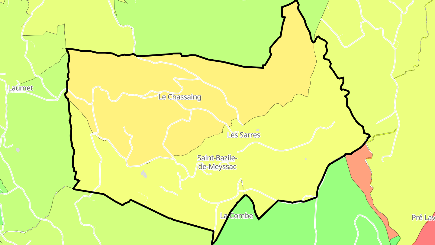 Carte des prix de l'immobilier Saint-Bazile-de-Meyssac