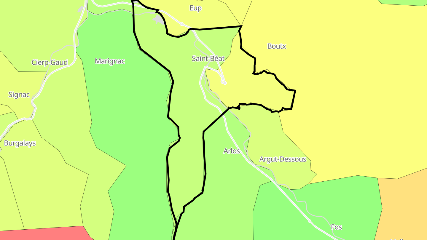 Carte des prix de l'immobilier Saint-Béat-Lez