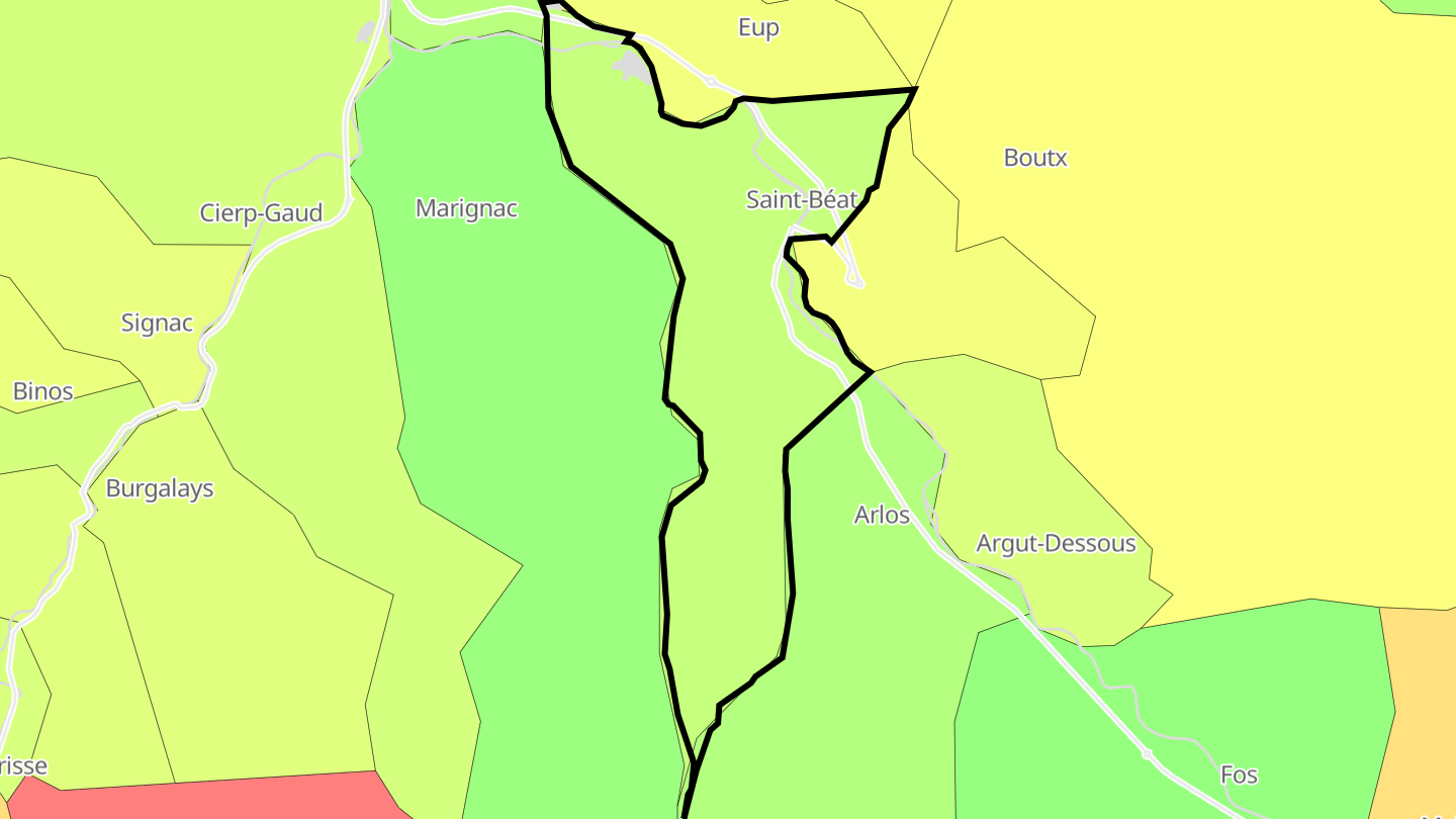 Carte des prix de l'immobilier Saint-Béat