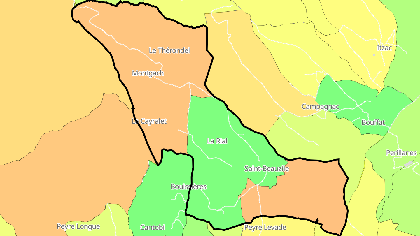 Carte des prix de l'immobilier Saint-Beauzile