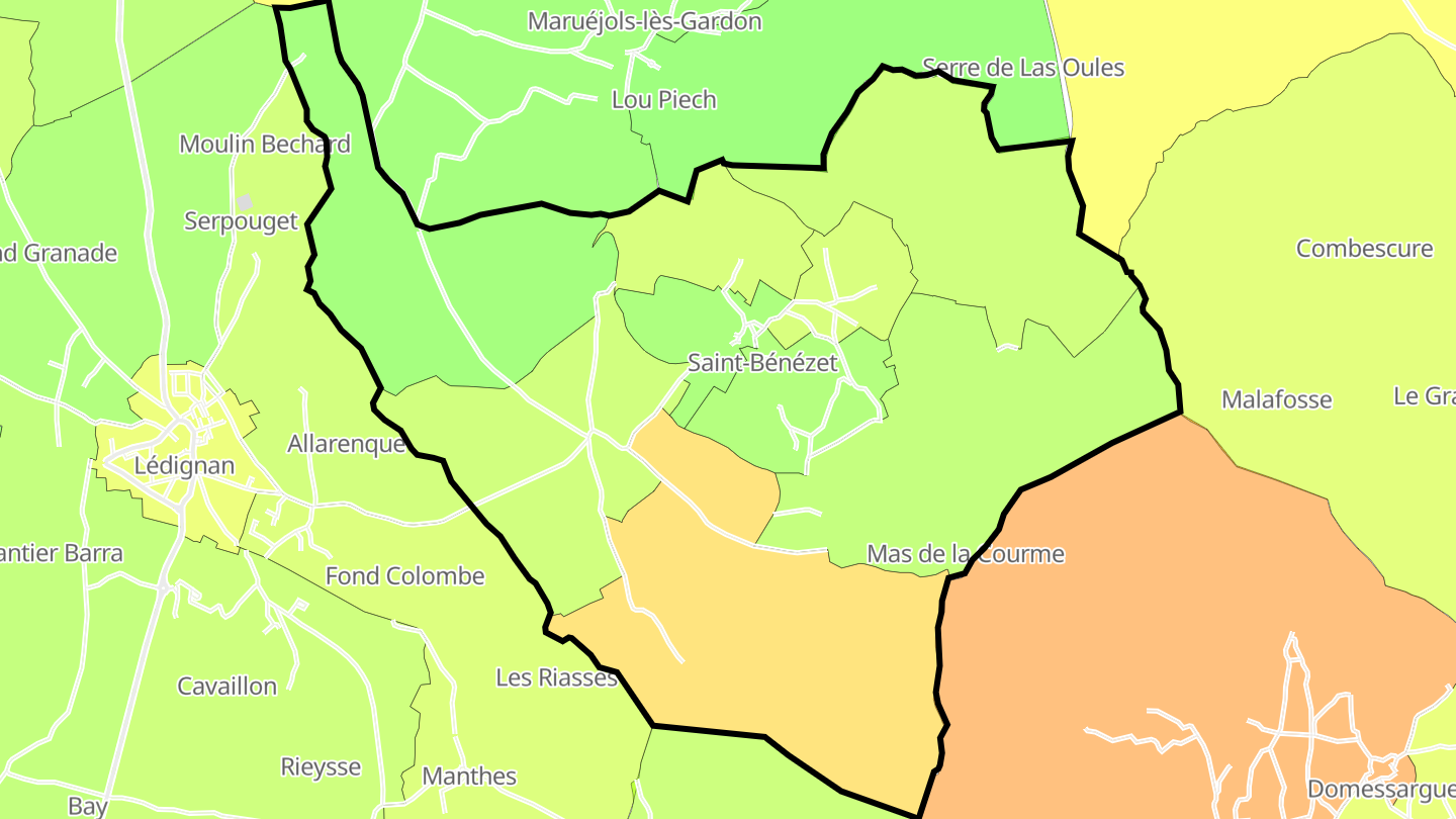 Carte des prix de l'immobilier Saint-Bénézet