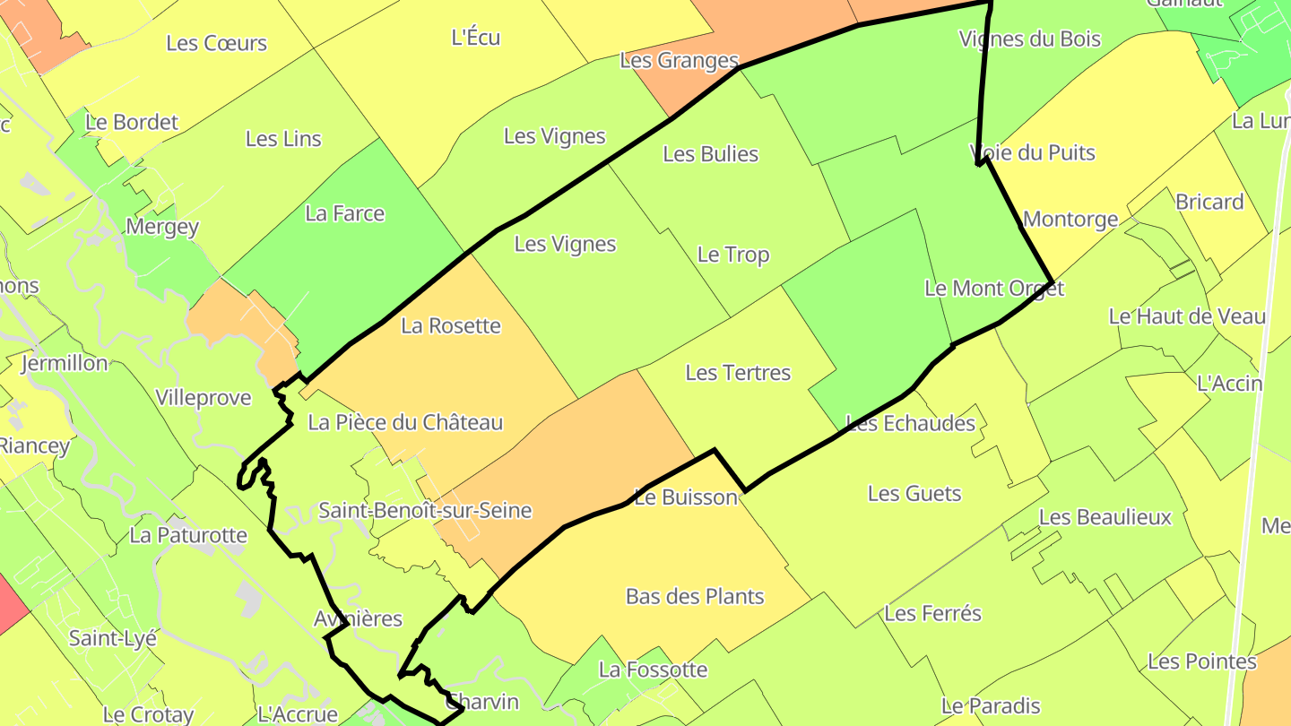 Carte des prix de l'immobilier Saint-Benoît-sur-Seine