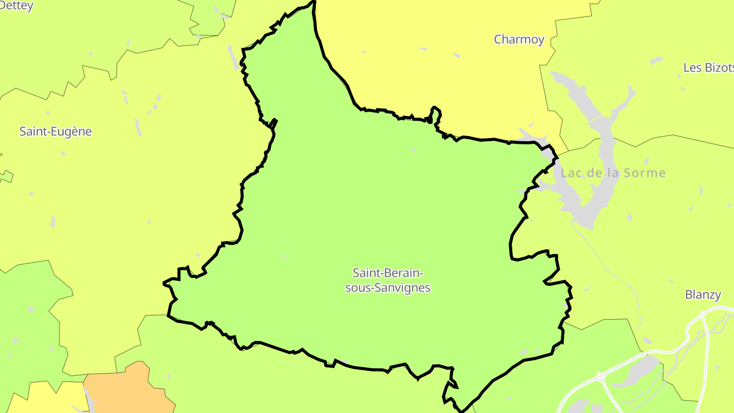 Carte des prix de l'immobilier Saint-Berain-sous-Sanvignes
