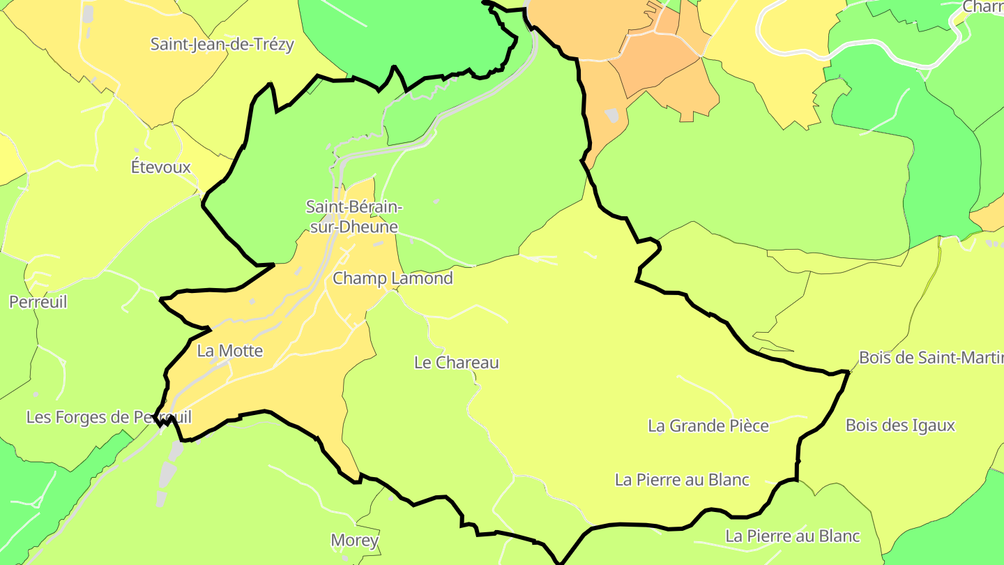 Carte des prix de l'immobilier Saint-Bérain-sur-Dheune