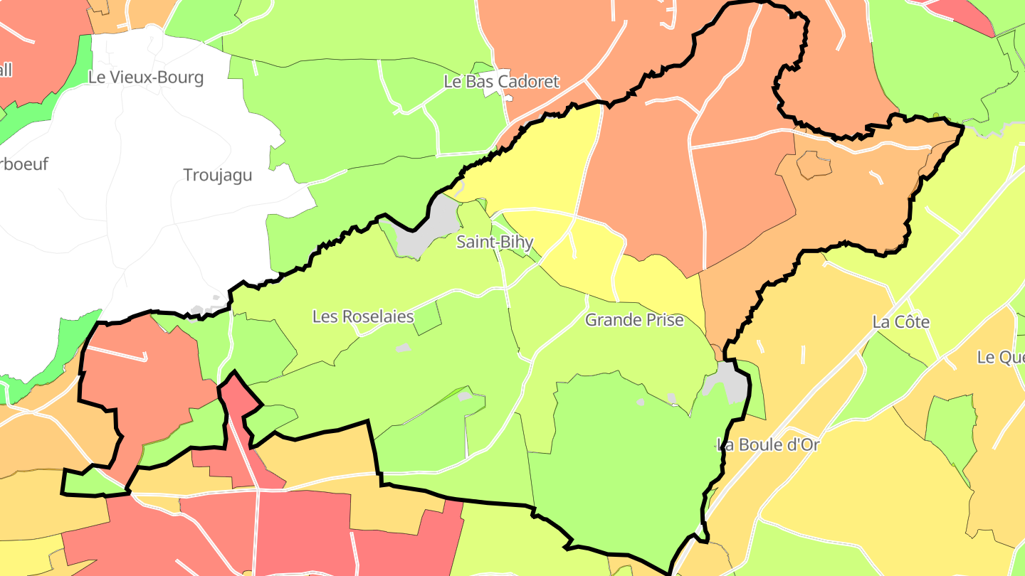 Carte des prix de l'immobilier Saint-Bihy