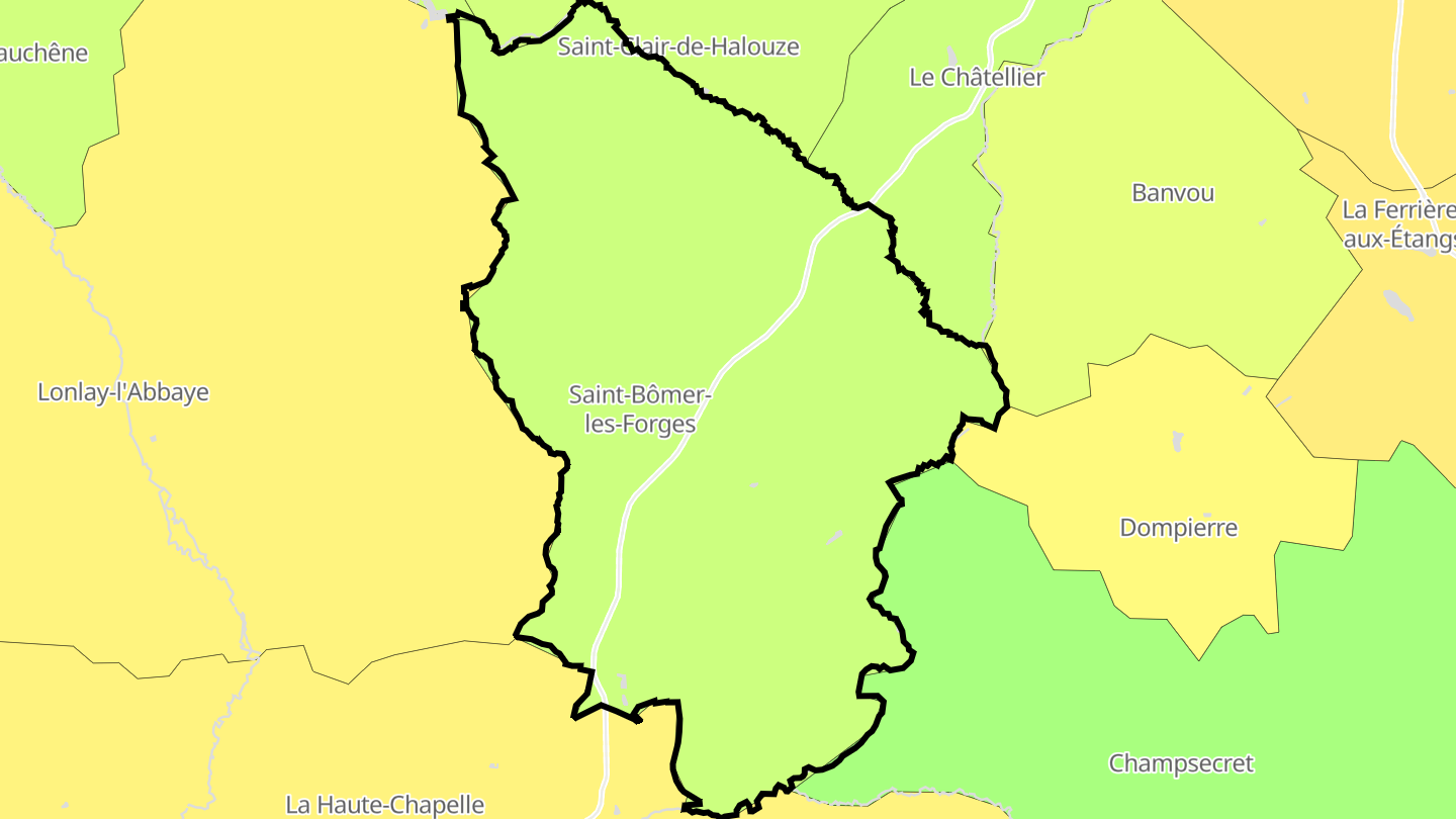 Carte des prix de l'immobilier Saint-Bômer-les-Forges