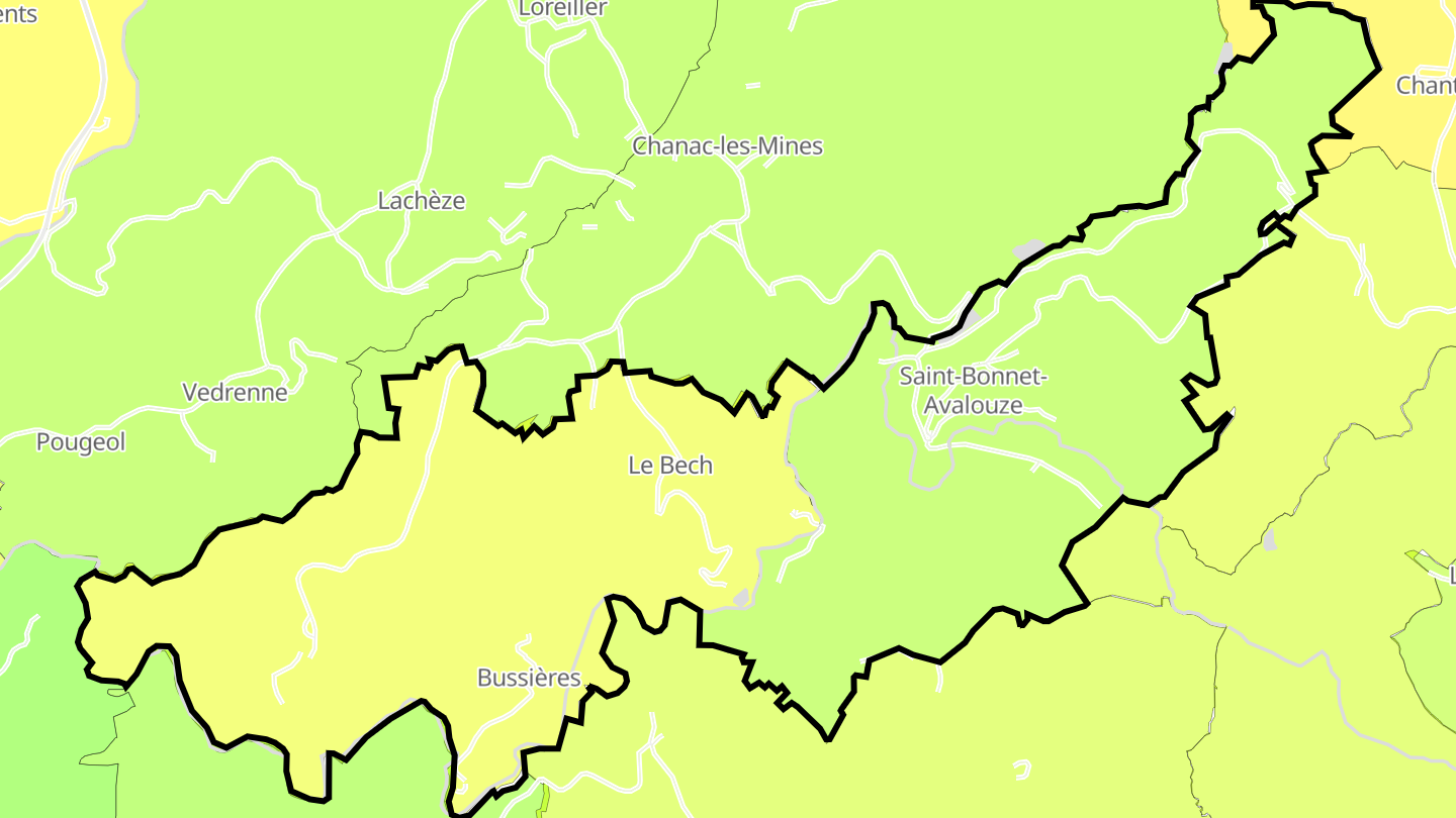 Carte des prix de l'immobilier Saint-Bonnet-Avalouze