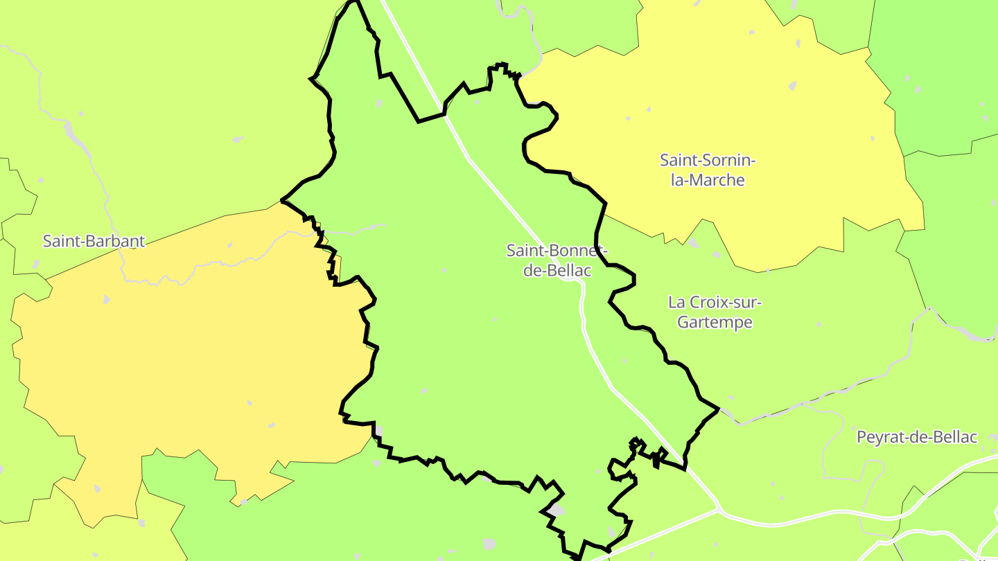 Carte des prix de l'immobilier Saint-Bonnet-de-Bellac