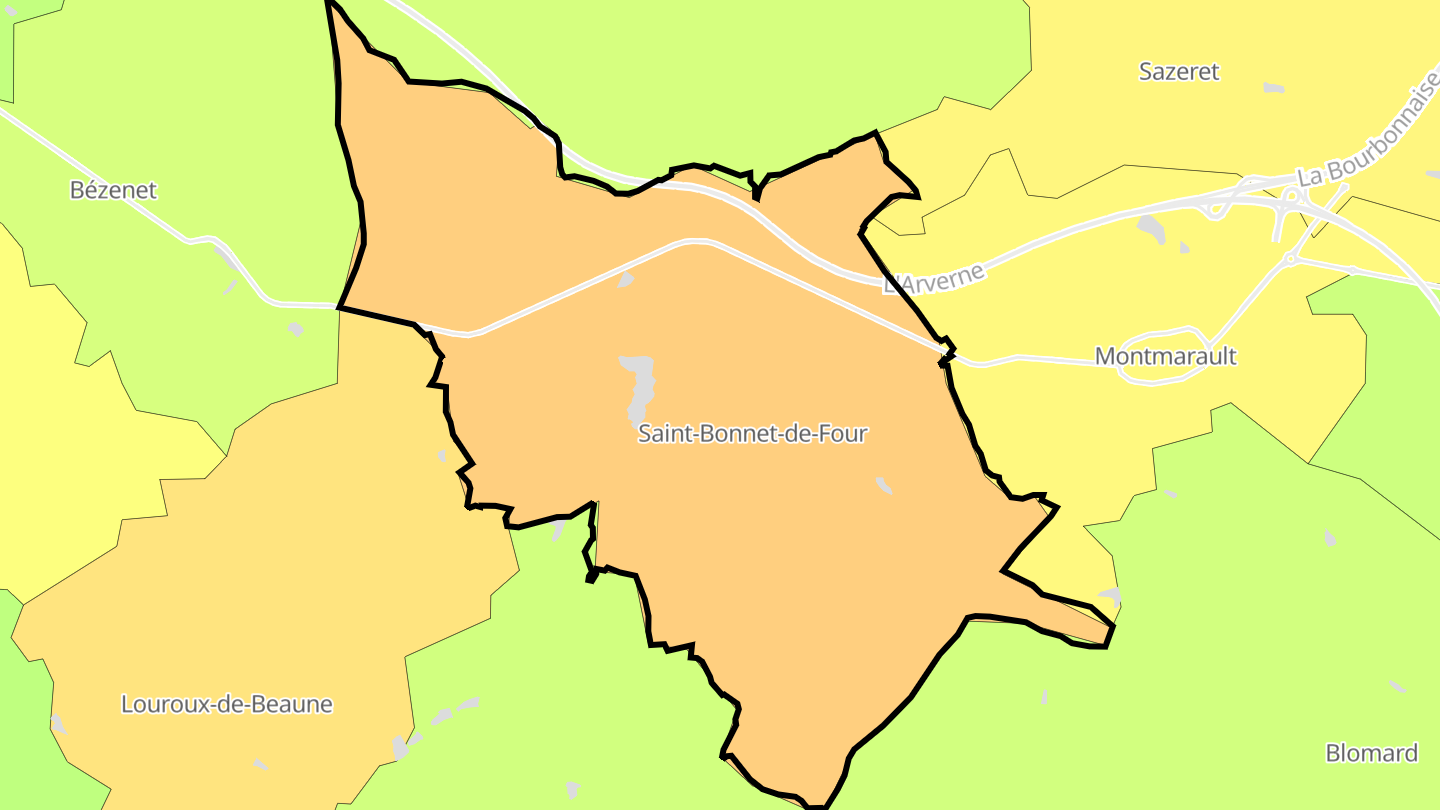 Carte des prix de l'immobilier Saint-Bonnet-de-Four