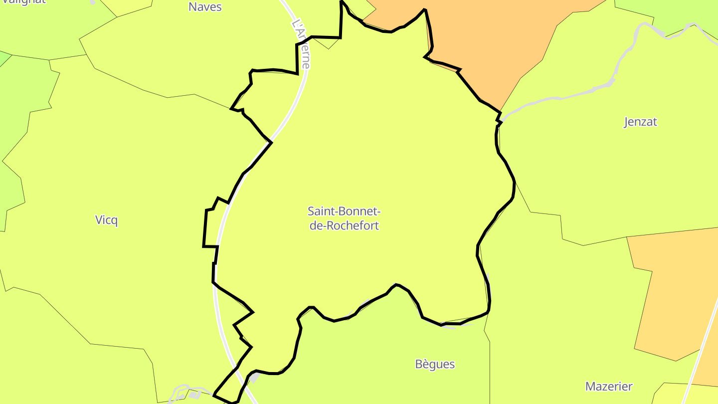 Carte des prix de l'immobilier Saint-Bonnet-de-Rochefort