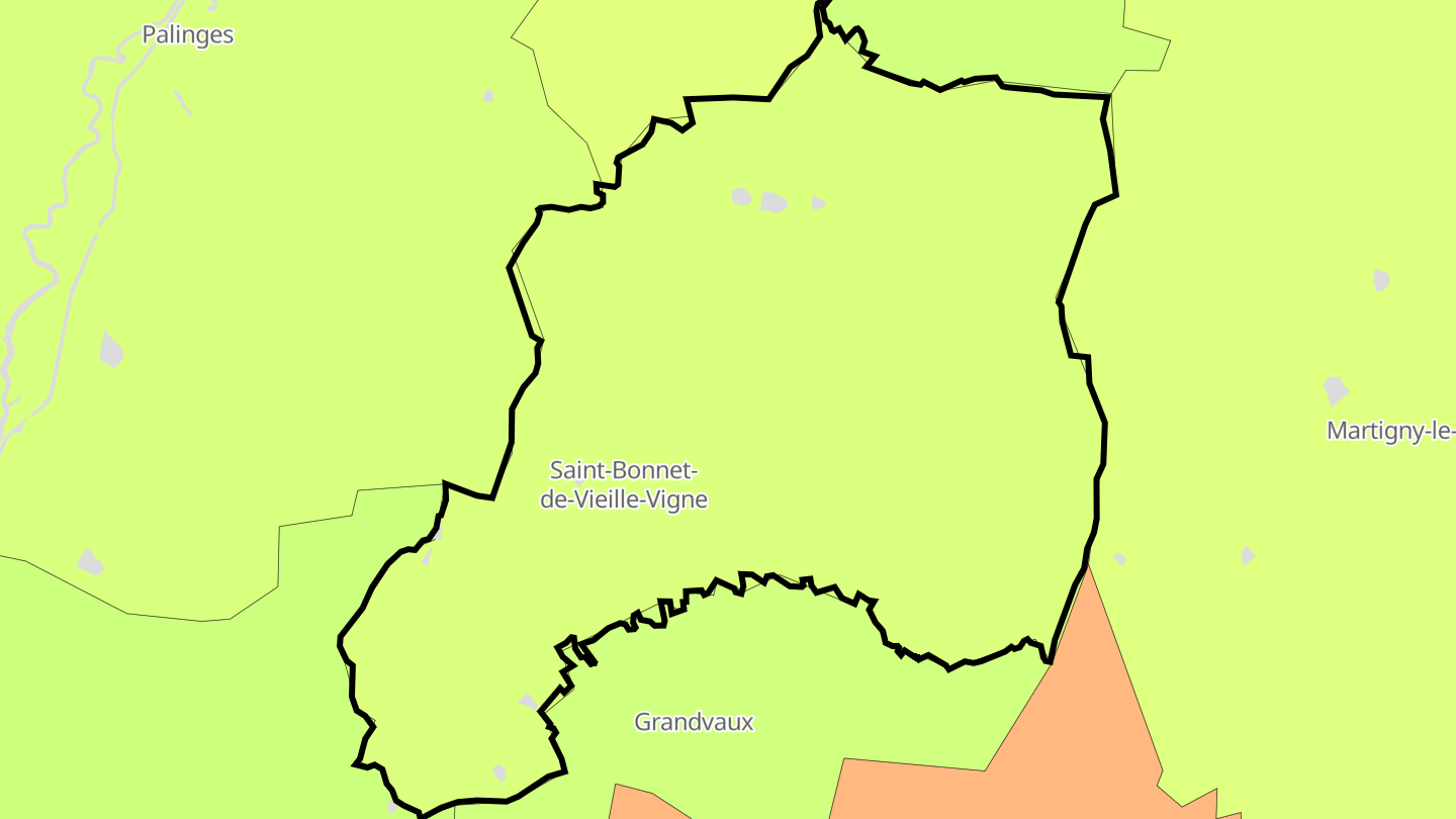 Carte des prix de l'immobilier Saint-Bonnet-de-Vieille-Vigne