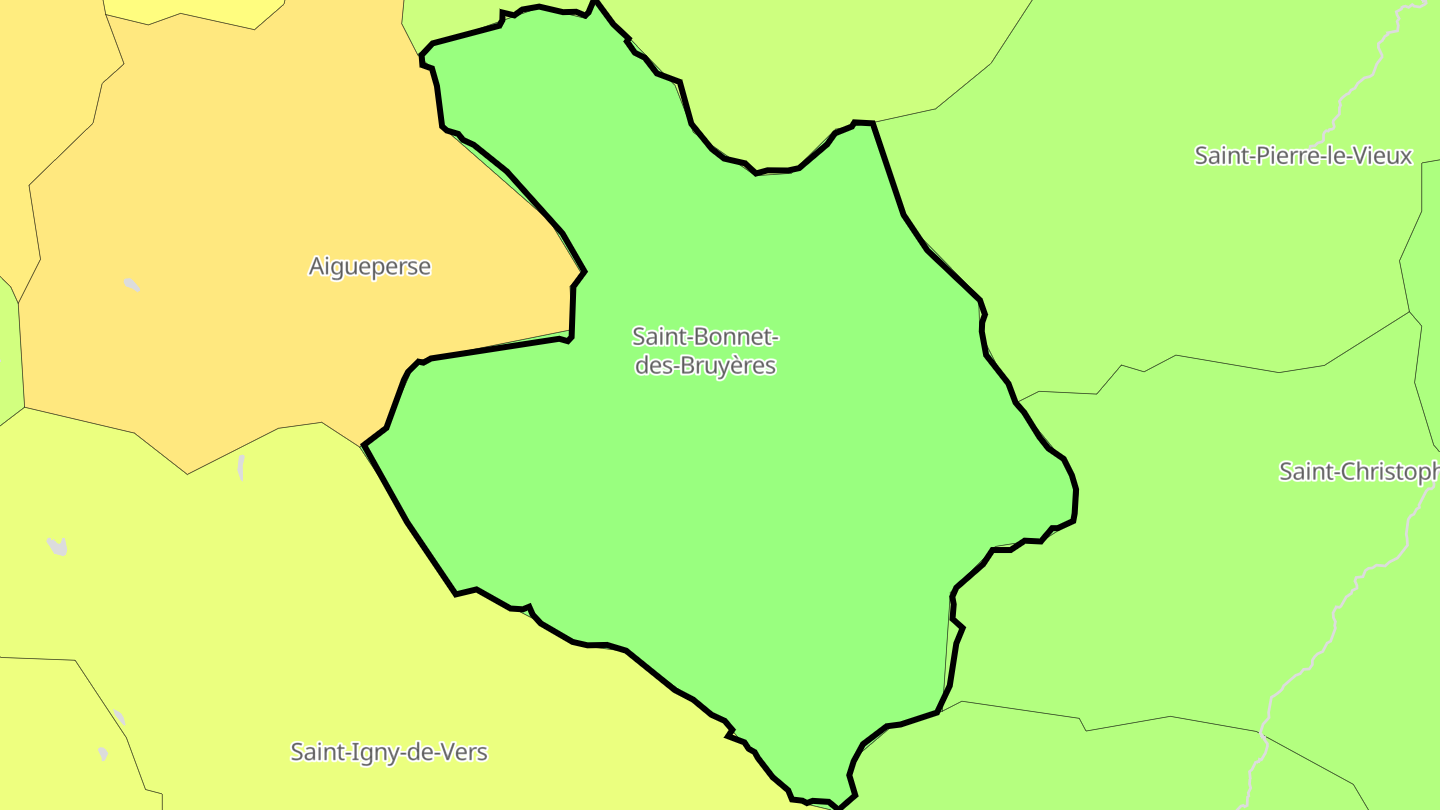 Carte des prix de l'immobilier Saint-Bonnet-des-Bruyères