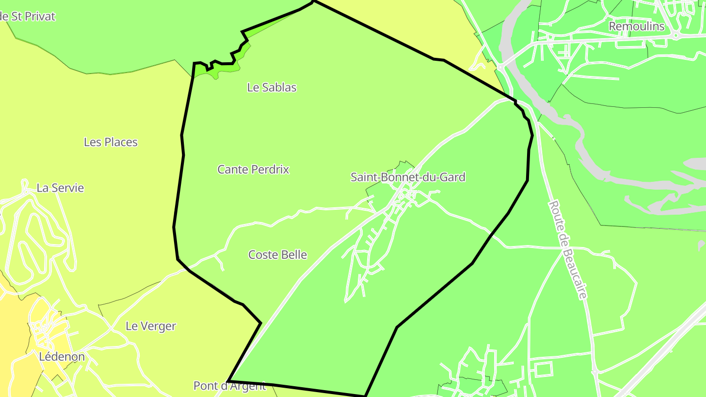 Carte des prix de l'immobilier Saint-Bonnet-du-Gard