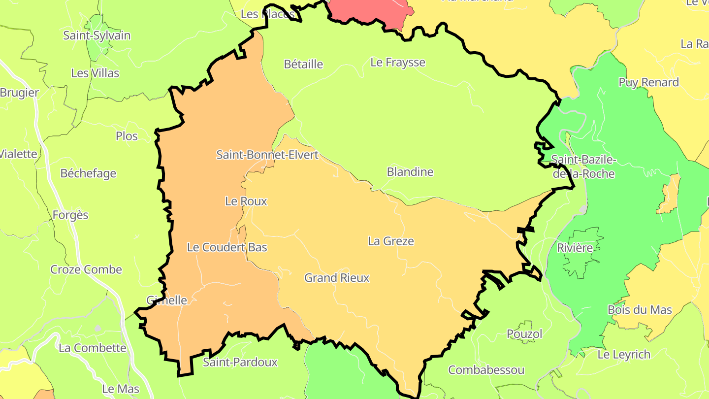 Carte des prix de l'immobilier Saint-Bonnet-Elvert