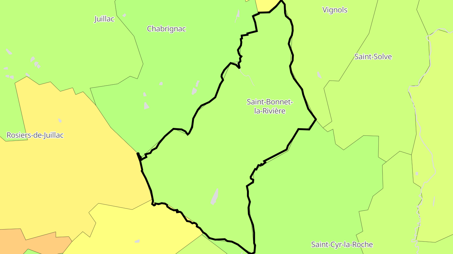 Carte des prix de l'immobilier Saint-Bonnet-la-Rivière