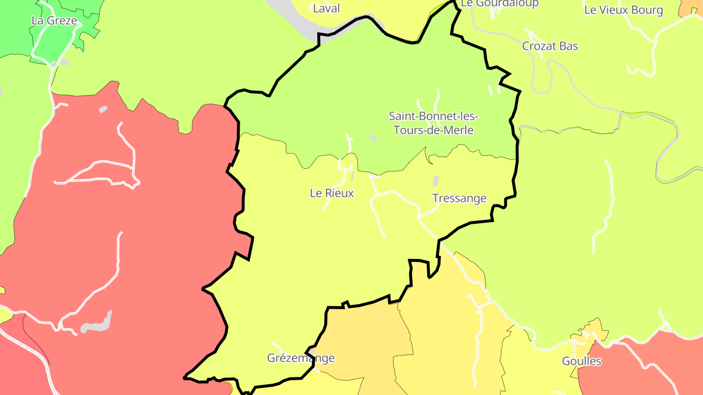 Carte des prix de l'immobilier Saint-Bonnet-les-Tours-de-Merle