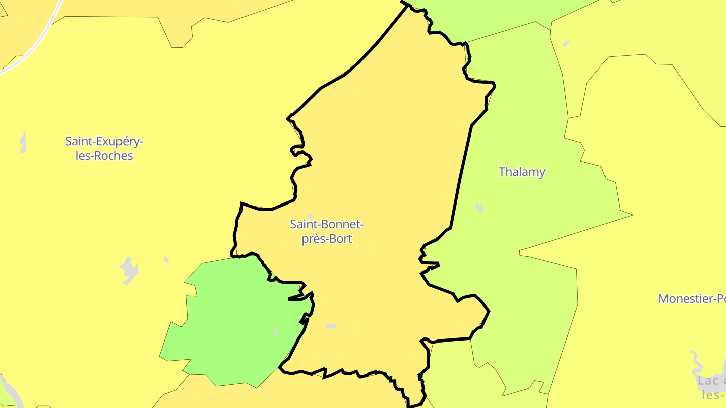 Carte des prix de l'immobilier Saint-Bonnet-près-Bort