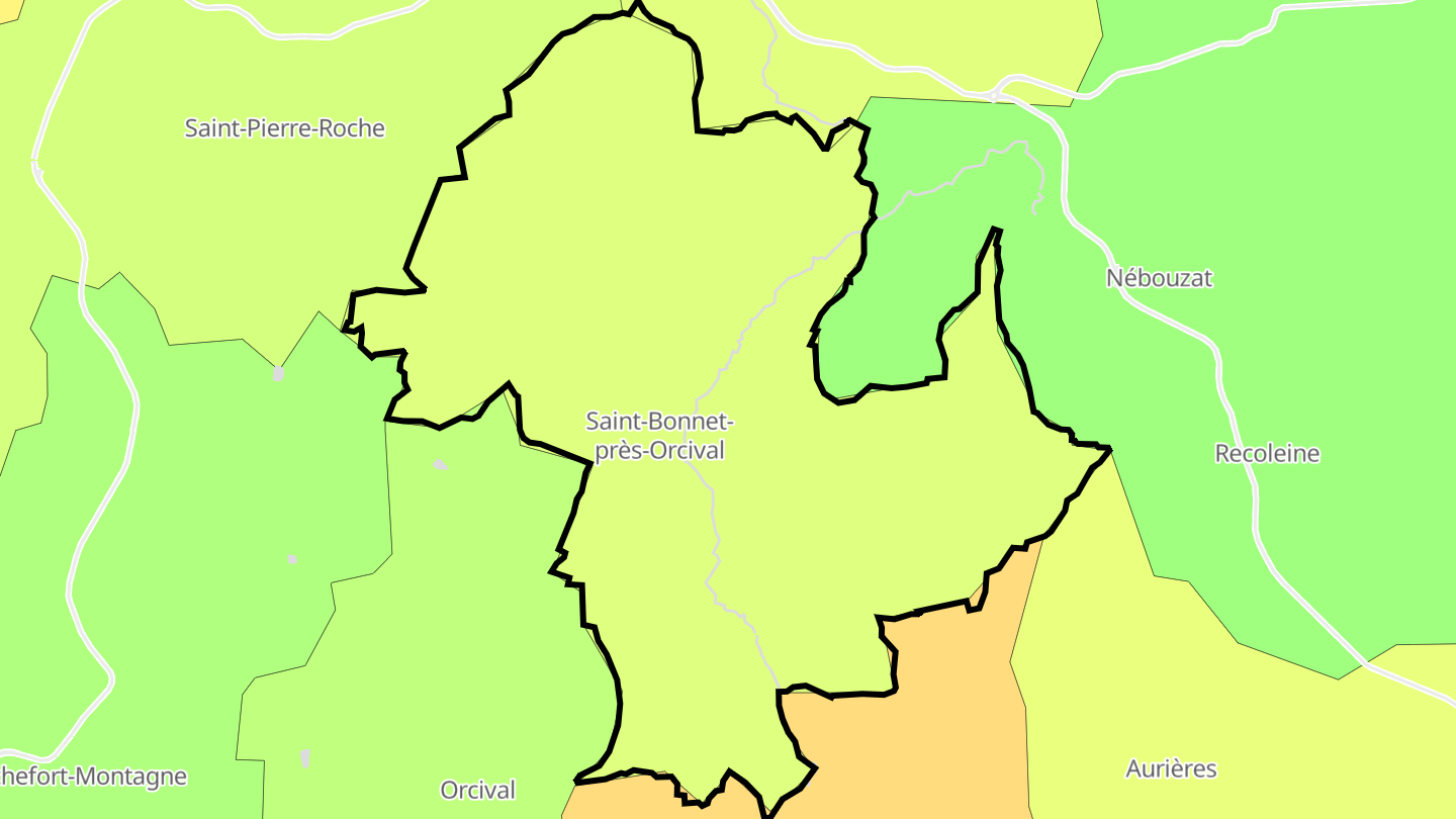 Carte des prix de l'immobilier Saint-Bonnet-près-Orcival