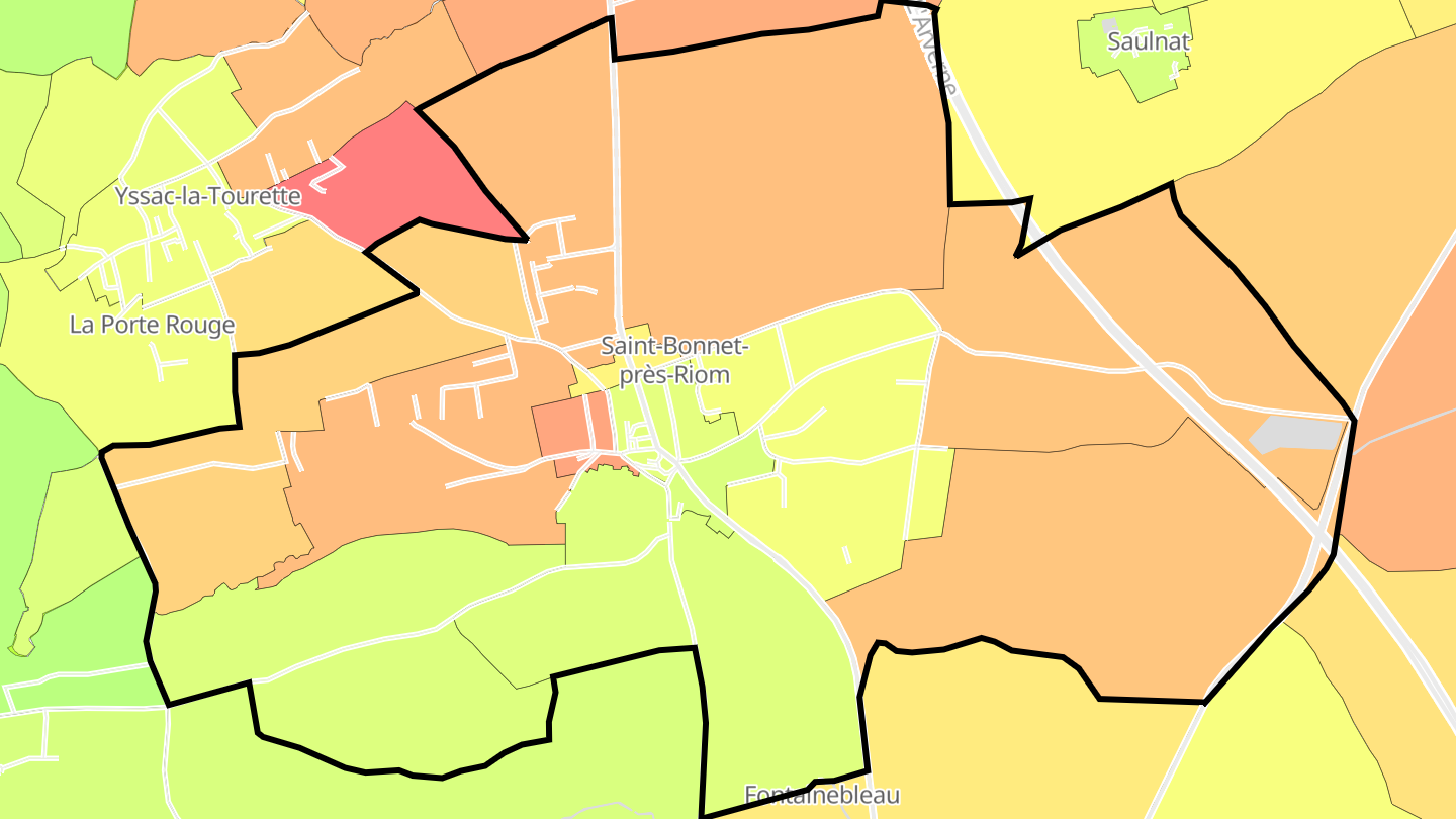 Carte des prix de l'immobilier Saint-Bonnet-près-Riom