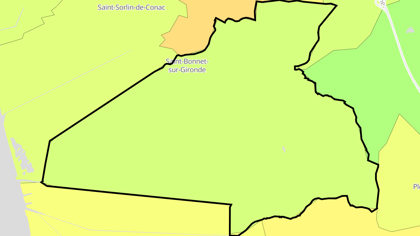 Carte des prix de l'immobilier Saint-Bonnet-sur-Gironde