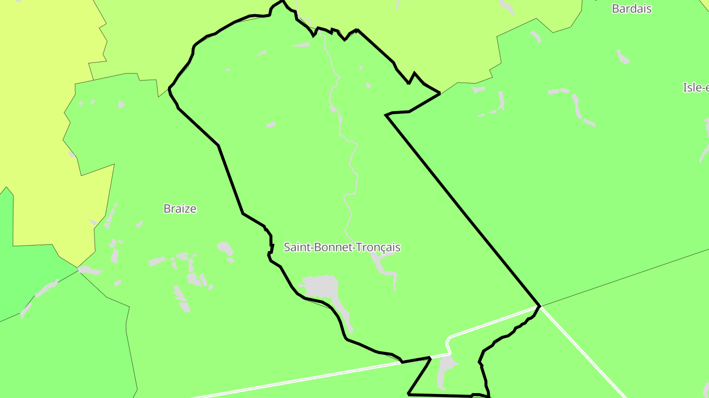 Carte des prix de l'immobilier Saint-Bonnet-Tronçais