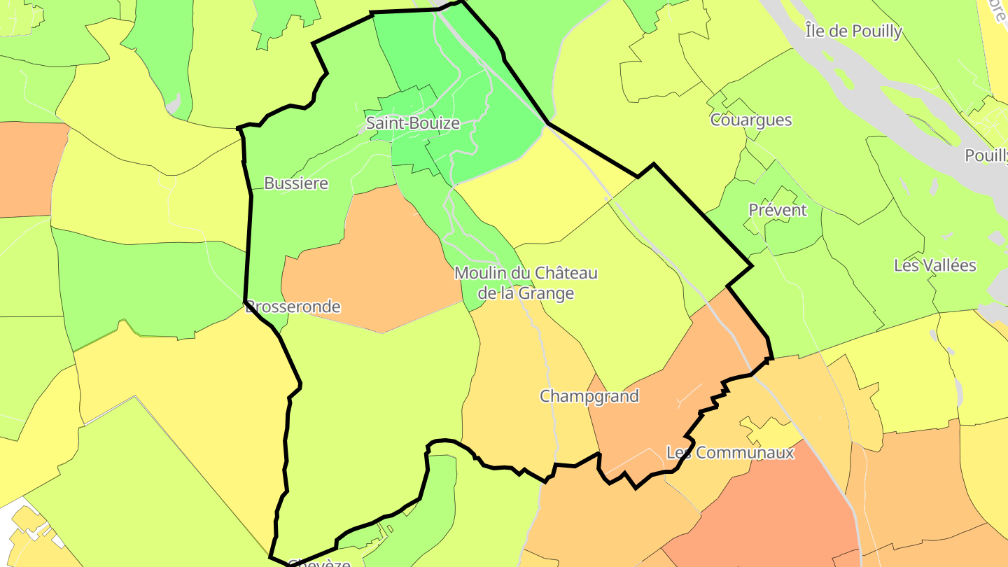 Carte des prix de l'immobilier Saint-Bouize