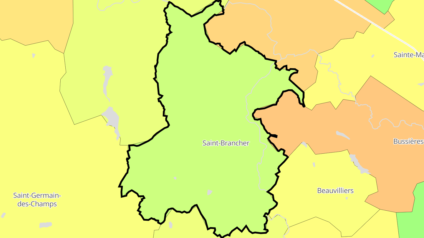 Carte des prix de l'immobilier Saint-Brancher