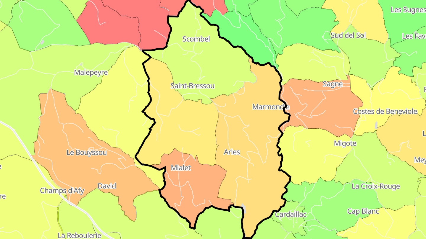 Carte des prix de l'immobilier Saint-Bressou