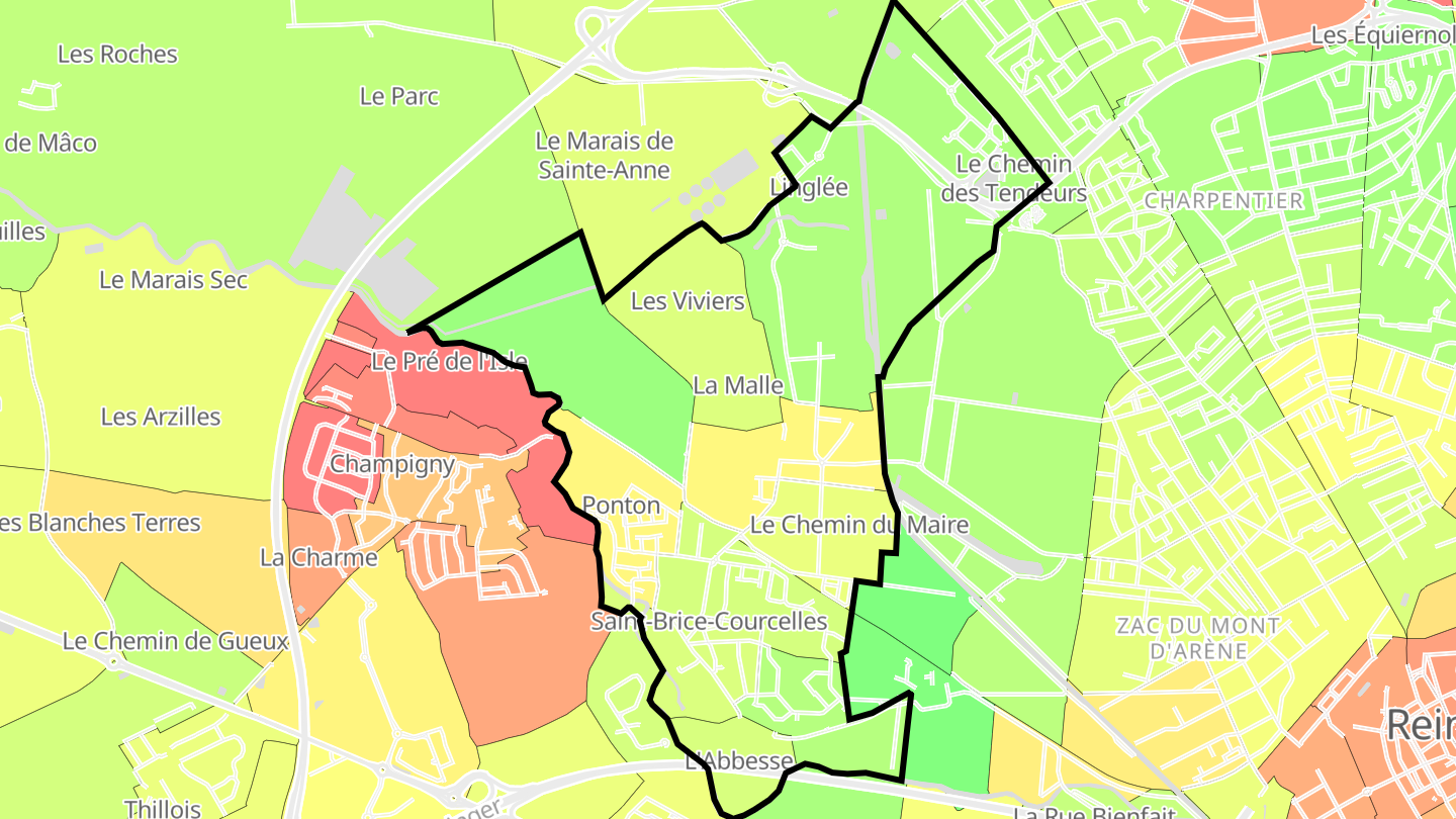 Carte des prix de l'immobilier Saint-Brice-Courcelles